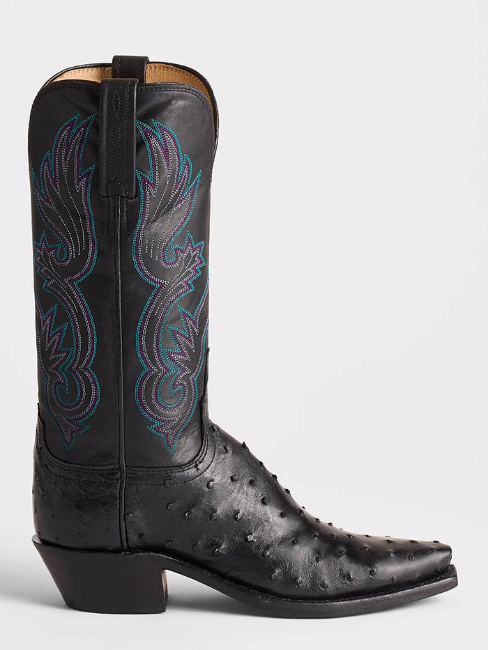 Lucchese N4091.54-1001 Womens DOLLY Full Quill Ostrich Boots Black front / side view. If you need any assistance with this item or the purchase of this item please call us at five six one seven four eight eight eight zero one Monday through Saturday 10:00a.m EST to 8:00 p.m EST