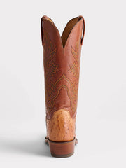 Lucchese N4092.54-2004 Womens DOLLY Full Quill Ostrich Boots Barnwood Tan back view. If you need any assistance with this item or the purchase of this item please call us at five six one seven four eight eight eight zero one Monday through Saturday 10:00a.m EST to 8:00 p.m EST
