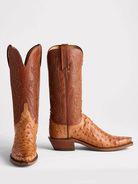 Lucchese N4092.54-2004 Womens DOLLY Full Quill Ostrich Boots Barnwood Tan front and side view. If you need any assistance with this item or the purchase of this item please call us at five six one seven four eight eight eight zero one Monday through Saturday 10:00a.m EST to 8:00 p.m EST
