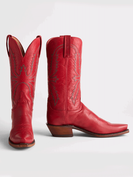Lucchese N4873.54 Womens SAVANNAH Western Boot Red front and side view. If you need any assistance with this item or the purchase of this item please call us at five six one seven four eight eight eight zero one Monday through Saturday 10:00a.m EST to 8:00 p.m EST