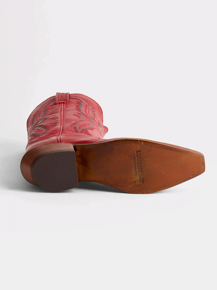 Lucchese N4873.54 Womens SAVANNAH Western Boot Red front and side view. If you need any assistance with this item or the purchase of this item please call us at five six one seven four eight eight eight zero one Monday through Saturday 10:00a.m EST to 8:00 p.m EST
