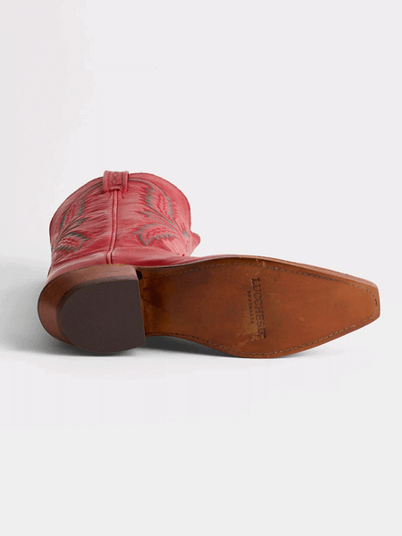 Lucchese N4873.54 Womens SAVANNAH Western Boot Red sole view. If you need any assistance with this item or the purchase of this item please call us at five six one seven four eight eight eight zero one Monday through Saturday 10:00a.m EST to 8:00 p.m EST
