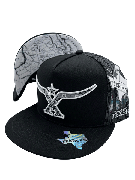 Texhorn NAVA Trucker Cap Black side / front, brim view. If you need any assistance with this item or the purchase of this item please call us at five six one seven four eight eight eight zero one Monday through Saturday 10:00a.m EST to 8:00 p.m EST