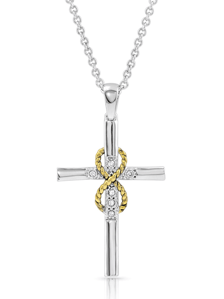 Montana Silversmiths NC4728 Womens Eternal Faith Cross Necklace Silver front view. If you need any assistance with this item or the purchase of this item please call us at five six one seven four eight eight eight zero one Monday through Saturday 10:00a.m EST to 8:00 p.m EST