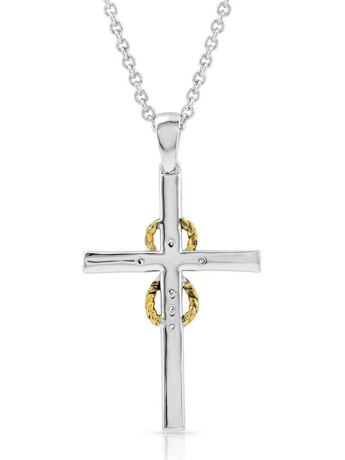 Montana Silversmiths NC4728 Womens Eternal Faith Cross Necklace Silver front view. If you need any assistance with this item or the purchase of this item please call us at five six one seven four eight eight eight zero one Monday through Saturday 10:00a.m EST to 8:00 p.m EST