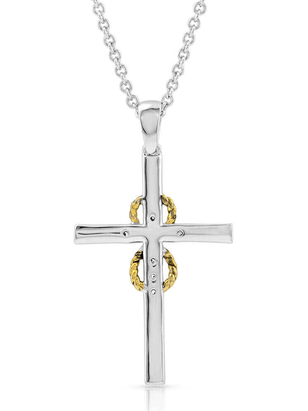Montana Silversmiths NC4728 Womens Eternal Faith Cross Necklace Silver back view. If you need any assistance with this item or the purchase of this item please call us at five six one seven four eight eight eight zero one Monday through Saturday 10:00a.m EST to 8:00 p.m EST