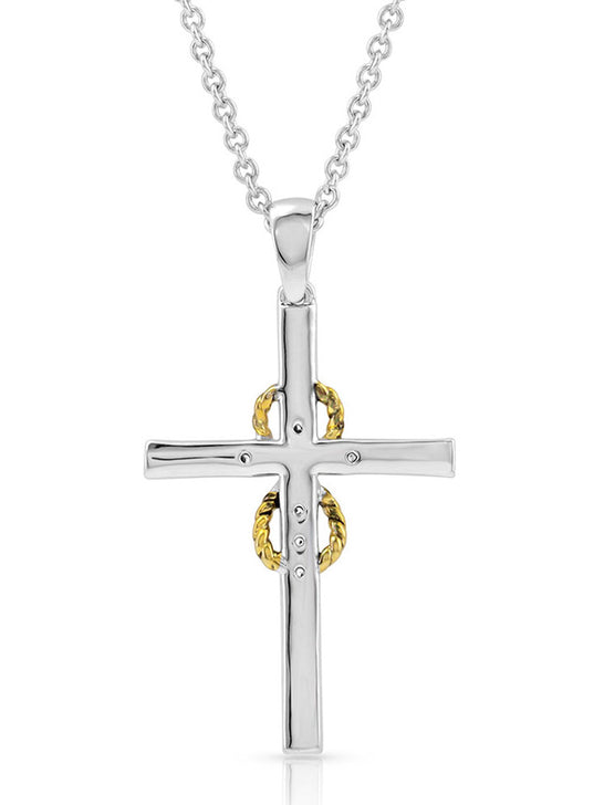 Montana Silversmiths NC4728 Womens Eternal Faith Cross Necklace Silver back view. If you need any assistance with this item or the purchase of this item please call us at five six one seven four eight eight eight zero one Monday through Saturday 10:00a.m EST to 8:00 p.m EST