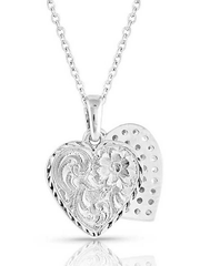 Montana Silversmiths NC5163 Womens Country Charm Crystal Love Necklace Silver back view. If you need any assistance with this item or the purchase of this item please call us at five six one seven four eight eight eight zero one Monday through Saturday 10:00a.m EST to 8:00 p.m EST