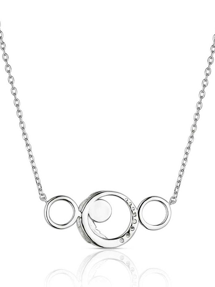 Montana Silversmiths NC6308 Womens Floating on a Breeze Necklace Silver And Turquoise front view. If you need any assistance with this item or the purchase of this item please call us at five six one seven four eight eight eight zero one Monday through Saturday 10:00a.m EST to 8:00 p.m EST