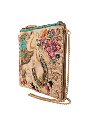 Mary Frances MINI S002-577 ON THE RANGE Mini Crossbody Clutch Beige side view. If you need any assistance with this item or the purchase of this item please call us at five six one seven four eight eight eight zero one Monday through Saturday 10:00a.m EST to 8:00 p.m EST