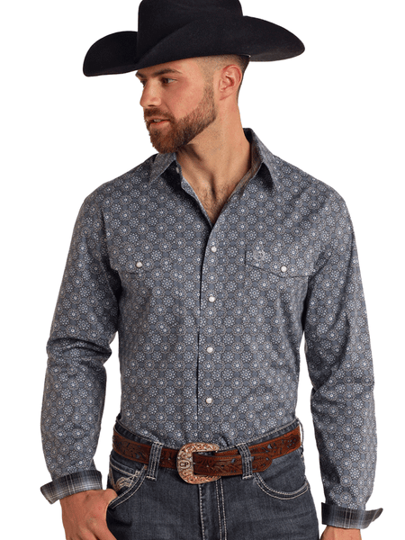 Panhandle PMN2S05383 Mens Long Sleeve Snap Western Shirt Dark Grey front. If you need any assistance with this item or the purchase of this item please call us at five six one seven four eight eight eight zero one Monday through Saturday 10:00a.m EST to 8:00 p.m EST