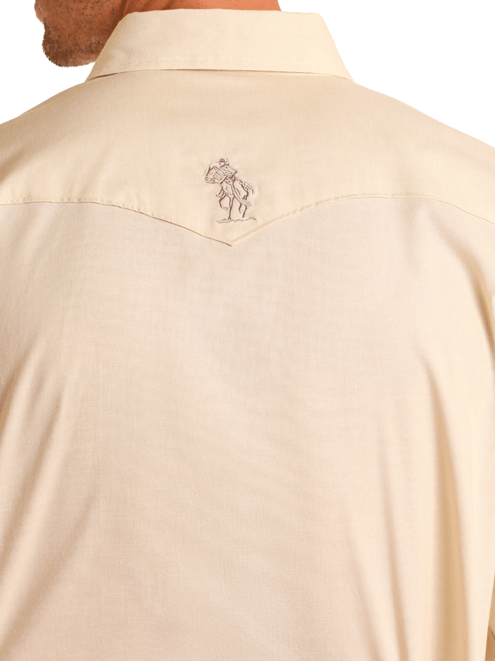 Panhandle PMN2S05741 Mens Aztec Embroidered Long Sleeve Snap Western Shirt Natural front view. If you need any assistance with this item or the purchase of this item please call us at five six one seven four eight eight eight zero one Monday through Saturday 10:00a.m EST to 8:00 p.m EST