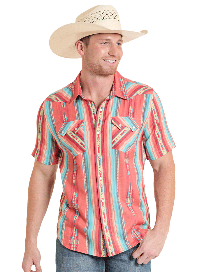 Panhandle PMN9S08155 Mens Modern Vintage Short Sleeve Western Shirt Re – J.C. Western® Wear
