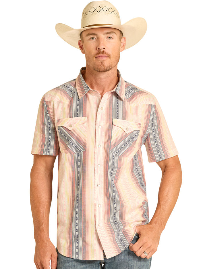 Panhandle PMN9S08909 Mens Short Sleeve Snap Shirt Stripe Multicolor – J.C. Western® Wear