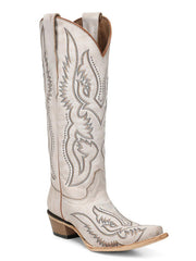 Circle G L8073 Womens Triad Embroidery Tall Western Boot White side / front view. If you need any assistance with this item or the purchase of this item please call us at five six one seven four eight eight eight zero one Monday through Saturday 10:00a.m EST to 8:00 p.m EST