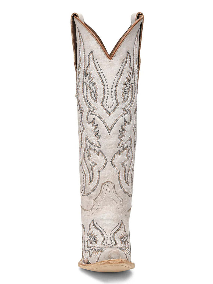 Circle G L8073 Womens Triad Embroidery Tall Western Boot White side / front view. If you need any assistance with this item or the purchase of this item please call us at five six one seven four eight eight eight zero one Monday through Saturday 10:00a.m EST to 8:00 p.m EST