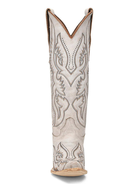 Circle G L8073 Womens Triad Embroidery Tall Western Boot White front view. If you need any assistance with this item or the purchase of this item please call us at five six one seven four eight eight eight zero one Monday through Saturday 10:00a.m EST to 8:00 p.m EST