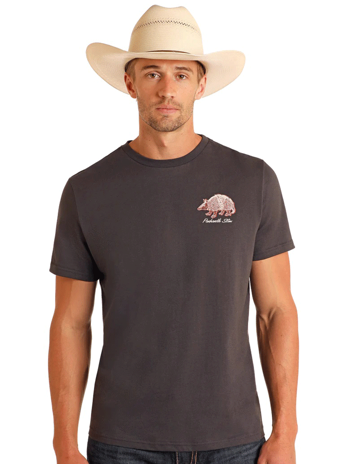 Panhandle PU21T05779 Mens Keepin' It Western Armadillo Graphic T-Shirt Charcoal back view.If you need any assistance with this item or the purchase of this item please call us at five six one seven four eight eight eight zero one Monday through Saturday 10:00a.m EST to 8:00 p.m EST