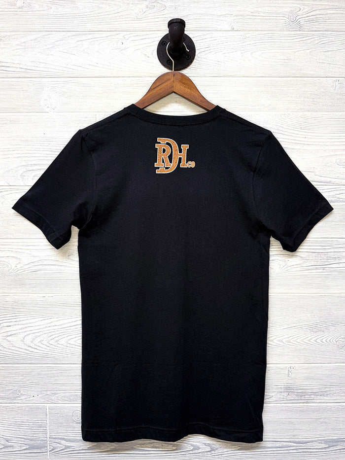 Red Dirt RDHC-T-195 Mens Steer Clear Tee Black front view on model. If you need any assistance with this item or the purchase of this item please call us at five six one seven four eight eight eight zero one Monday through Saturday 10:00a.m EST to 8:00 p.m EST