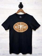 Red Dirt RDHC-T-195 Mens Steer Clear Tee Black front view on hanger. If you need any assistance with this item or the purchase of this item please call us at five six one seven four eight eight eight zero one Monday through Saturday 10:00a.m EST to 8:00 p.m EST