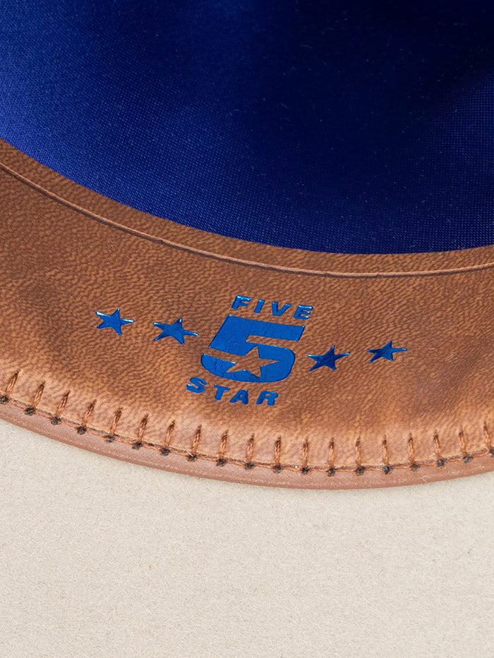 Resistol RFFVST-RB4271 FIVE STAR 5X Cowboy Hat Silverbelly side / front view. If you need any assistance with this item or the purchase of this item please call us at five six one seven four eight eight eight zero one Monday through Saturday 10:00a.m EST to 8:00 p.m EST
