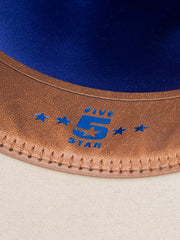 Resistol RFFVST-RB4271 FIVE STAR 5X Cowboy Hat Silverbelly sweat band close up. If you need any assistance with this item or the purchase of this item please call us at five six one seven four eight eight eight zero one Monday through Saturday 10:00a.m EST to 8:00 p.m EST