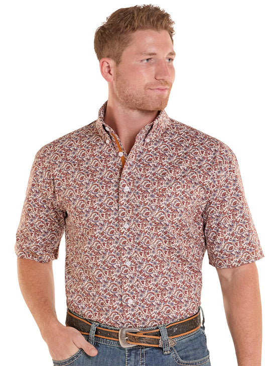 Panhandle RMB3S08939 Mens Short Sleeve Button Down Shirt Tan front view, If you need any assistance with this item or the purchase of this item please call us at five six one seven four eight eight eight zero one Monday through Saturday 10:00a.m EST to 8:00 p.m EST