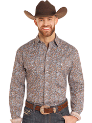 Panhandle RMN2S04598 Mens Long Sleeve Snap Western Shirt Orange front view. If you need any assistance with this item or the purchase of this item please call us at five six one seven four eight eight eight zero one Monday through Saturday 10:00a.m EST to 8:00 p.m EST