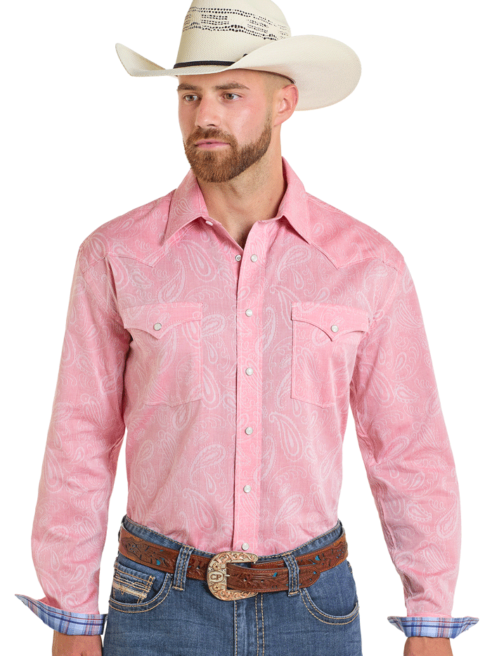 Panhandle RMN2S06527 Mens Rough Stock Long Sleeve Snap Shirt Rose Mauv – J.C. Western® Wear Panhandle RMN2S06527 Mens Rough Stock Long Sleeve Snap Shirt Rose Mauv – J.C. Western® Wear