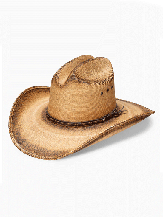 Resistol RSGBYSBJA41 Jason Aldean Georgia Boy Fittet Straw Hat Flame Burned side / front view. If you need any assistance with this item or the purchase of this item please call us at five six one seven four eight eight eight zero one Monday through Saturday 10:00a.m EST to 8:00 p.m EST