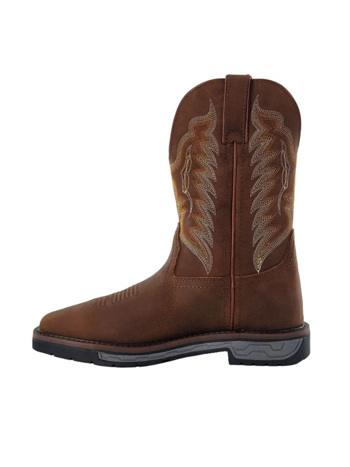 R.Watson RW1804 Mens Cowhide Wide Square Steel Toe Work Boot Crazy House Bark front view. If you need any assistance with this item or the purchase of this item please call us at five six one seven four eight eight eight zero one Monday through Saturday 10:00a.m EST to 8:00 p.m EST