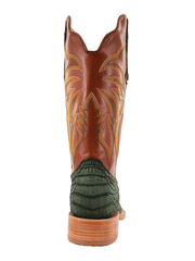 R.Watson RW2006-2 Mens Caiman Belly Western Boots Nubuck Olive Green back view. If you need any assistance with this item or the purchase of this item please call us at five six one seven four eight eight eight zero one Monday through Saturday 10:00a.m EST to 8:00 p.m EST