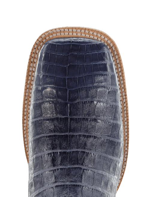 R.Watson RW2502-2 Mens Caiman Belly Wide Square Boots Blue Jean toe view. If you need any assistance with this item or the purchase of this item please call us at five six one seven four eight eight eight zero one Monday through Saturday 10:00a.m EST to 8:00 p.m EST
