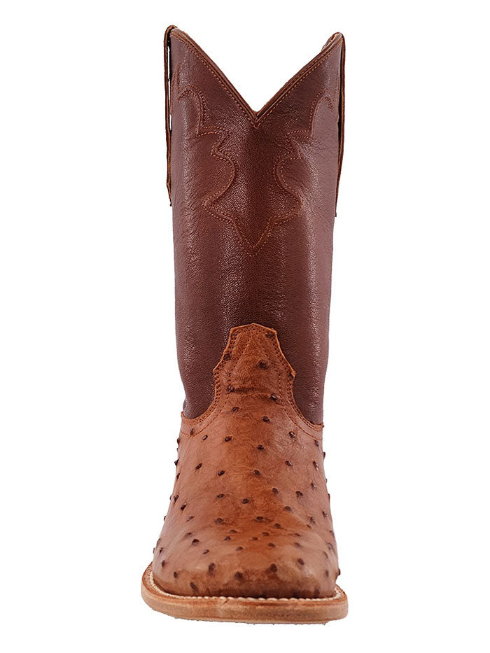 R.Watson RW4002-5  Mens Roper Full Quill Ostrich Cognac side / front view. If you need any assistance with this item or the purchase of this item please call us at five six one seven four eight eight eight zero one Monday through Saturday 10:00a.m EST to 8:00 p.m EST