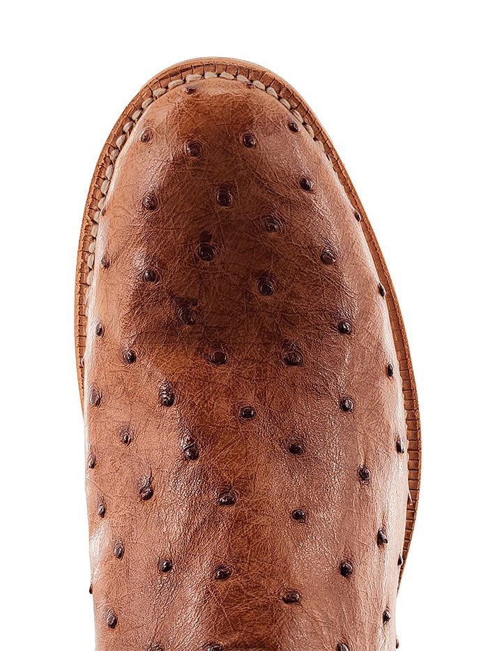 R.Watson RW4002-5  Mens Roper Full Quill Ostrich Cognac side / front view. If you need any assistance with this item or the purchase of this item please call us at five six one seven four eight eight eight zero one Monday through Saturday 10:00a.m EST to 8:00 p.m EST