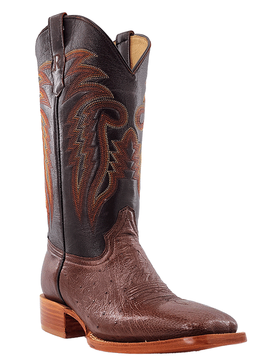 R.Watson RW5001-2 Mens Smooth Ostrich Western Boot Chocolate Tobac front and side view. If you need any assistance with this item or the purchase of this item please call us at five six one seven four eight eight eight zero one Monday through Saturday 10:00a.m EST to 8:00 p.m EST