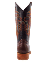R.Watson RW5001-2 Mens Smooth Ostrich Western Boot Chocolate Tobac back view. If you need any assistance with this item or the purchase of this item please call us at five six one seven four eight eight eight zero one Monday through Saturday 10:00a.m EST to 8:00 p.m EST