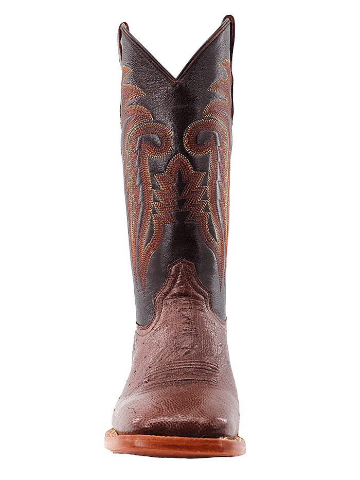 R.Watson RW5001-2 Mens Smooth Ostrich Western Boot Chocolate Tobac front and side view. If you need any assistance with this item or the purchase of this item please call us at five six one seven four eight eight eight zero one Monday through Saturday 10:00a.m EST to 8:00 p.m EST