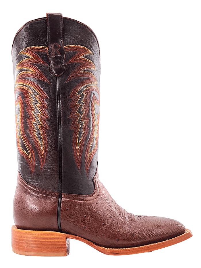 R.Watson RW5001-2 Mens Smooth Ostrich Western Boot Chocolate Tobac front and side view. If you need any assistance with this item or the purchase of this item please call us at five six one seven four eight eight eight zero one Monday through Saturday 10:00a.m EST to 8:00 p.m EST