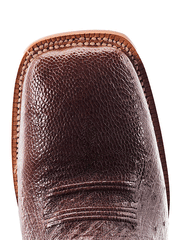 R.Watson RW5001-2 Mens Smooth Ostrich Western Boot Chocolate Tobac toe view from above. If you need any assistance with this item or the purchase of this item please call us at five six one seven four eight eight eight zero one Monday through Saturday 10:00a.m EST to 8:00 p.m EST