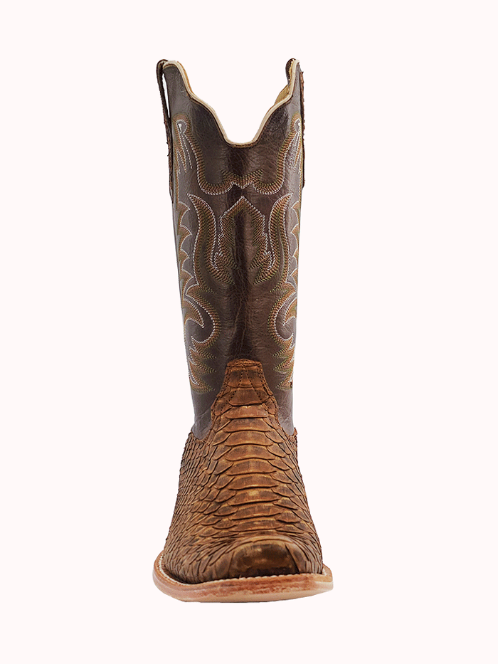 R.Watson RW7911-1 Mens Beige Sueded Python Western Boot Tan front and side view. If you need any assistance with this item or the purchase of this item please call us at five six one seven four eight eight eight zero one Monday through Saturday 10:00a.m EST to 8:00 p.m EST