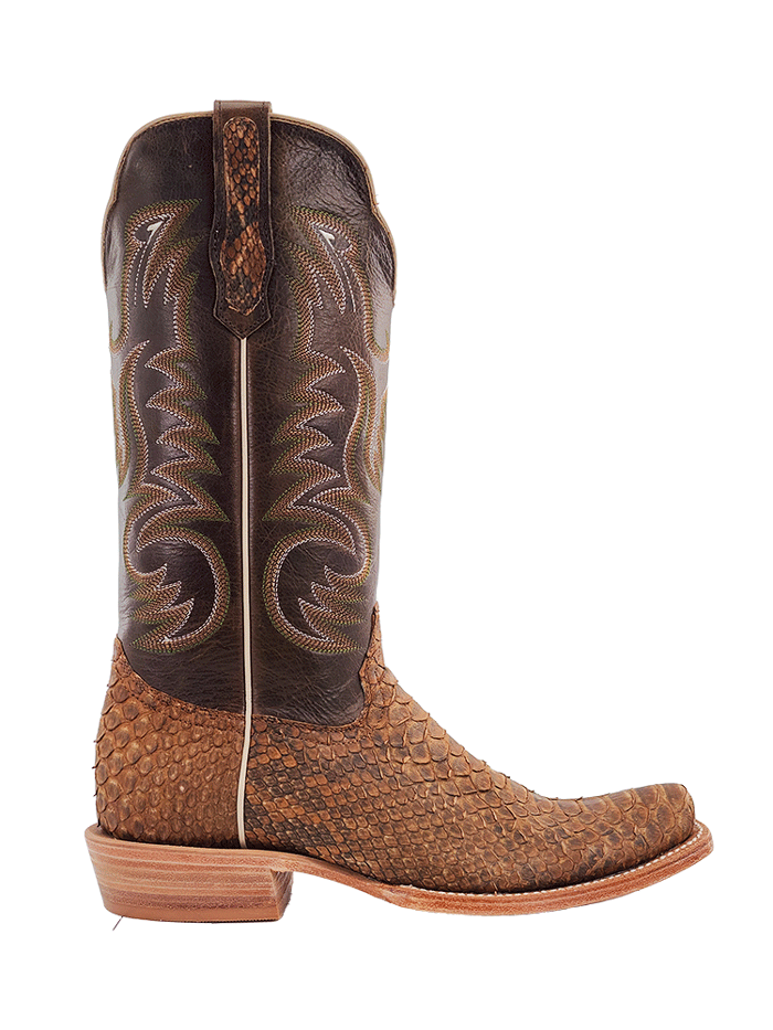 R.Watson RW7911-1 Mens Beige Sueded Python Western Boot Tan front and side view. If you need any assistance with this item or the purchase of this item please call us at five six one seven four eight eight eight zero one Monday through Saturday 10:00a.m EST to 8:00 p.m EST