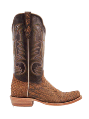 R.Watson RW7911-1 Mens Beige Sueded Python Western Boot Tan side view. If you need any assistance with this item or the purchase of this item please call us at five six one seven four eight eight eight zero one Monday through Saturday 10:00a.m EST to 8:00 p.m EST