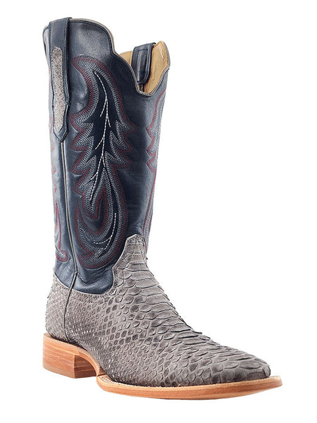 R.Watson RW7914-2 Mens Sueded Back Cut Python Western Boot Grey side / front view. If you need any assistance with this item or the purchase of this item please call us at five six one seven four eight eight eight zero one Monday through Saturday 10:00a.m EST to 8:00 p.m EST