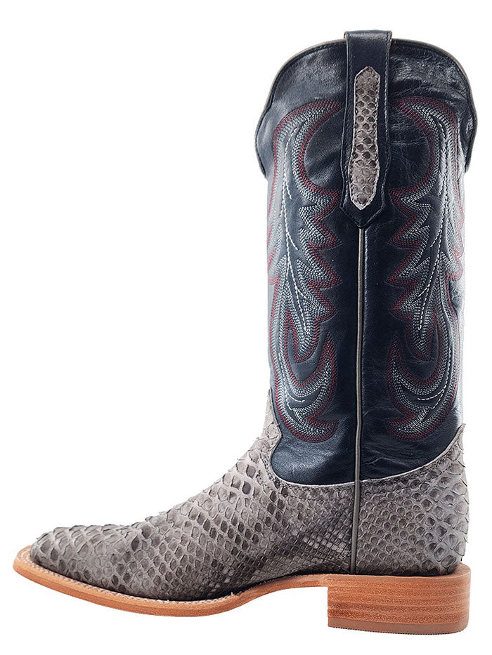 R.Watson RW7914-2 Mens Sueded Back Cut Python Western Boot Grey side / front view. If you need any assistance with this item or the purchase of this item please call us at five six one seven four eight eight eight zero one Monday through Saturday 10:00a.m EST to 8:00 p.m EST