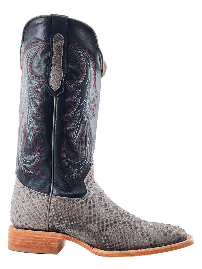 R.Watson RW7914-2 Mens Sueded Back Cut Python Western Boot Grey side / front view. If you need any assistance with this item or the purchase of this item please call us at five six one seven four eight eight eight zero one Monday through Saturday 10:00a.m EST to 8:00 p.m EST