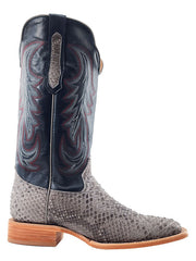 R.Watson RW7914-2 Mens Sueded Back Cut Python Western Boot Grey outer side view. If you need any assistance with this item or the purchase of this item please call us at five six one seven four eight eight eight zero one Monday through Saturday 10:00a.m EST to 8:00 p.m EST