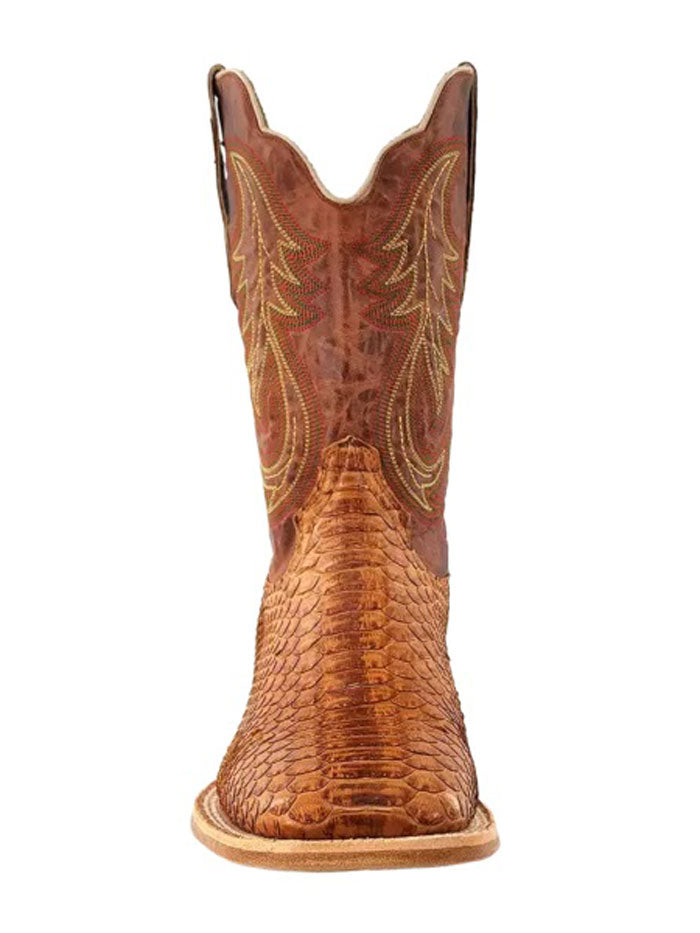 R.Watson RW7915-2 Mens Python Wide Square Western Boot Camel side / front. If you need any assistance with this item or the purchase of this item please call us at five six one seven four eight eight eight zero one Monday through Saturday 10:00a.m EST to 8:00 p.m EST