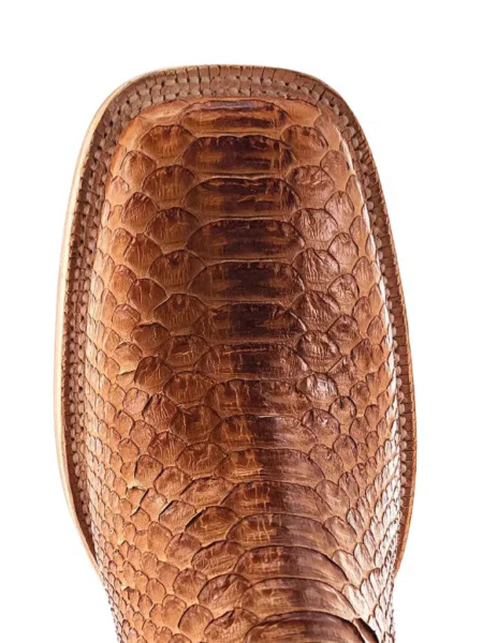 R.Watson RW7915-2 Mens Python Wide Square Western Boot Camel side / front. If you need any assistance with this item or the purchase of this item please call us at five six one seven four eight eight eight zero one Monday through Saturday 10:00a.m EST to 8:00 p.m EST