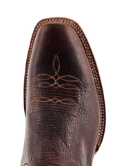 R.Watson RW8023-1 Mens Cowhide Medium Square Western Boot Hickory Brown toe view from above. If you need any assistance with this item or the purchase of this item please call us at five six one seven four eight eight eight zero one Monday through Saturday 10:00a.m EST to 8:00 p.m EST